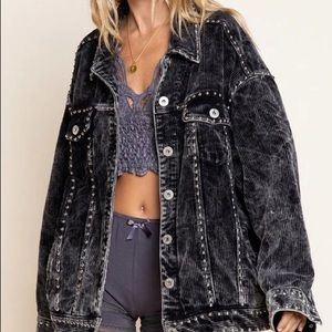 Women’s POL Vintage Wash Studded Corduroy Shacket